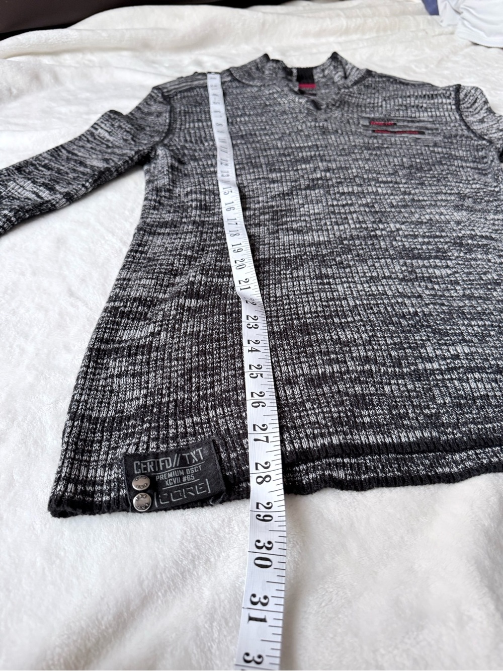 Men's Marled Knit Pullover Sweater - Black/Gray - Picture 10 of 11
